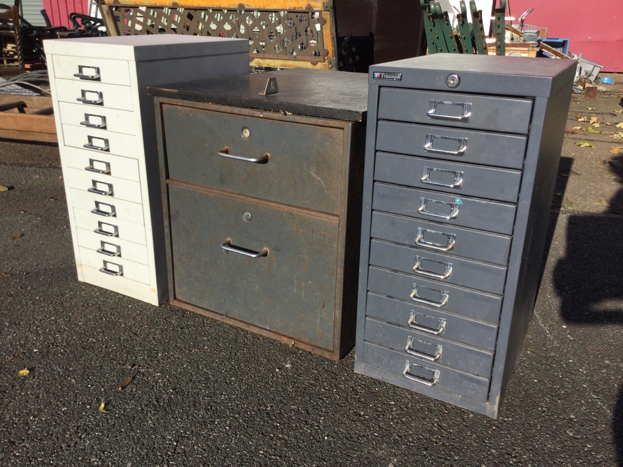 A Triumph metal cabinet, the ten drawers mounted with chromed label-holder tubular handles; - Image 2 of 3