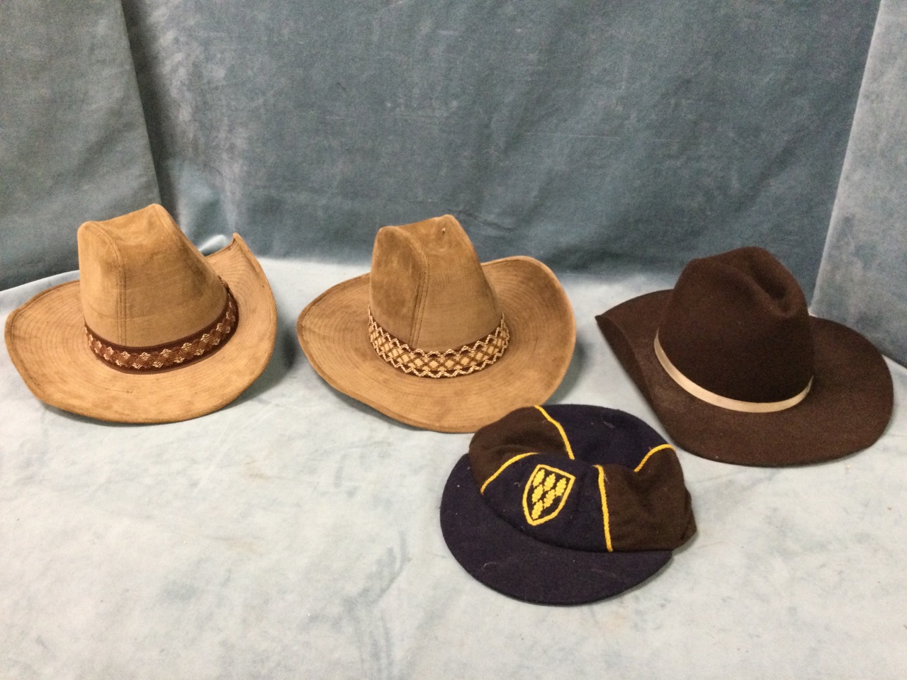 A pair of American style cotton stetson hats with wide ribbed rims - size 6 & 7; a 20th century