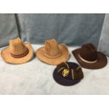 A pair of American style cotton stetson hats with wide ribbed rims - size 6 & 7; a 20th century