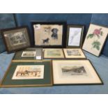 Nine miscellaneous pictures and prints - a pair of Edward Seago landscapes, a Pollyanna Pickering