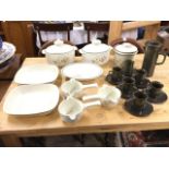 A Govancroft studio pottery style six-piece coffee set; and a Royal Doulton dinner serving set in