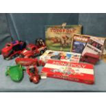 A Tonka toy pic-up truck; and various other toy vehicles, lorries, racing cars, etc; and four