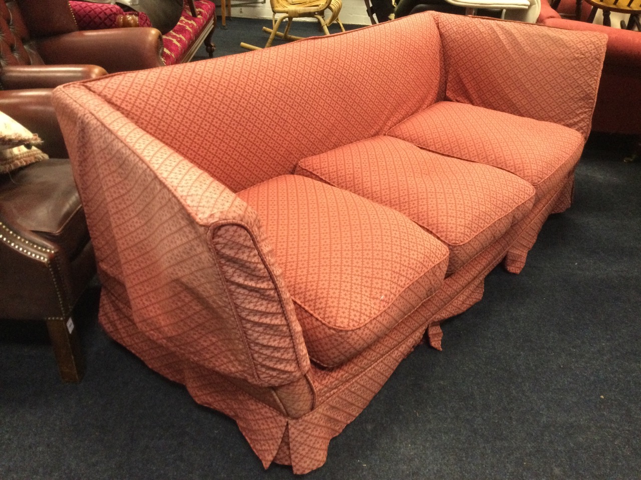 An Edwardian knole style sofa, the straight back flanked by flared arms above a sprung seat with - Image 2 of 3