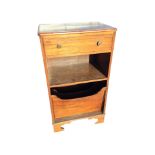 A stained mahogany side cabinet with rectangular moulded top above a drawer and open compartment