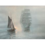 Montague Dawson, lithograph titled Night Mists, signed in pencil on margin with printmakers embossed