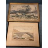 B Smith, oil on board, coastal stormy seas, signed, labelled to verso Breakers on the Barra Beach,