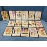 A set of sixteeen Royal Army Service Corps handpainted forces cartoons, the amusing rectangular