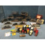 A collection of toy cars, lorries, etc., including a set of boxed Atlas military vehicles with