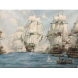 Montague Dawson, lithograph titled The Battle of Trafalgar, signed in pencil on margin and with