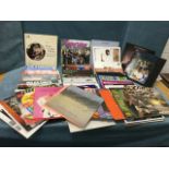 A box of vinyl LPs - mainly late C20th jazz & pop, Tom Robinson, Pogues, Brian Eno, blues, Jan