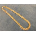 A cased three-colour gold chain necklace, the links joined by lobster clasp - 17.75in. (33g)