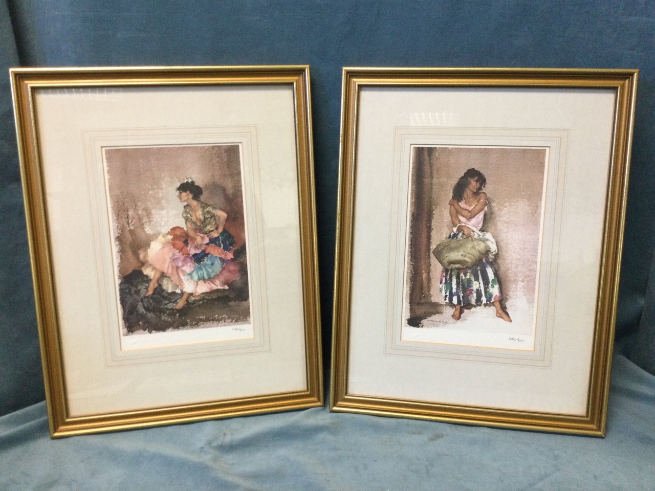 William Russel Flint, limited edition lithographs - a pair, young ladies with embossed printmakers