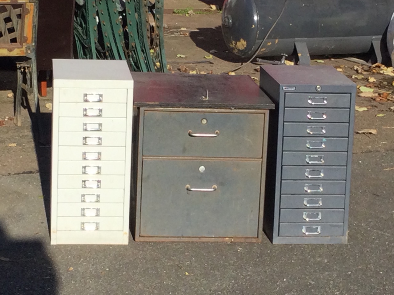 A Triumph metal cabinet, the ten drawers mounted with chromed label-holder tubular handles; - Image 3 of 3