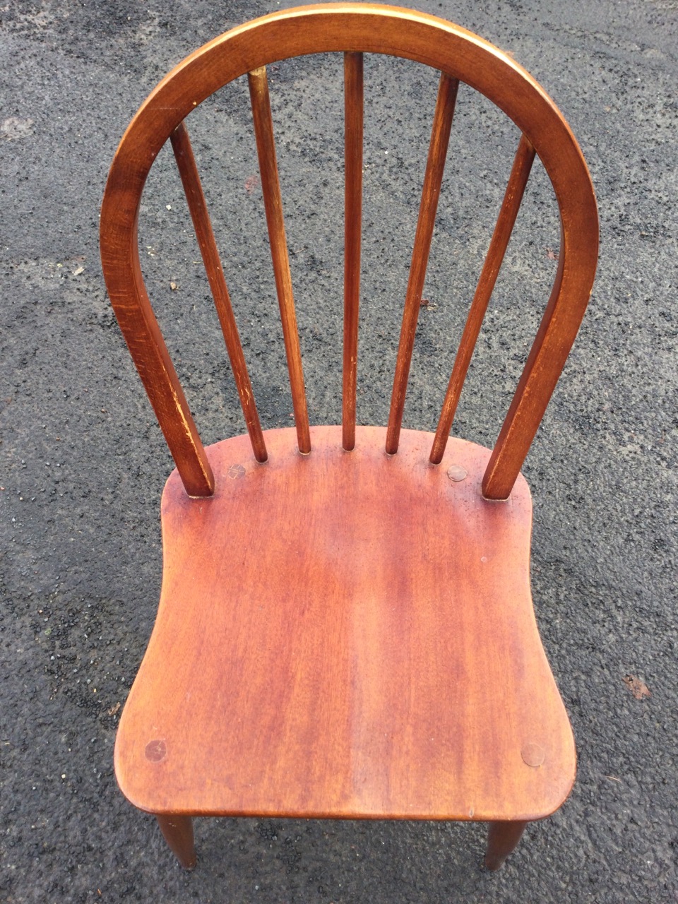 A set of eight 1960s hoop spindleback dining chairs, with shaped saddle seats raised on turned - Image 3 of 3