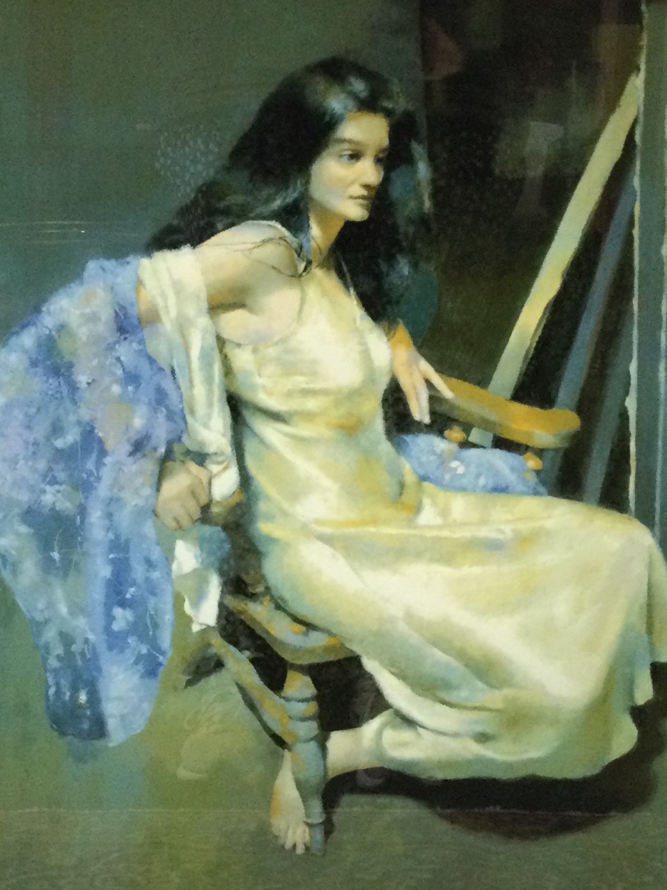 Robert Lenkiewicz, lithographic print, study of young lady in chair, titled Esther Seated, signed