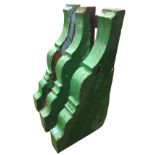 A set of three 3ft painted pine moulded fluted corbels. (36in x 18.5in x 4in) (3)