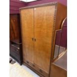 Good quality Art Deco bedroom suite comprising pair of double wardrobes, each with single drawer bel