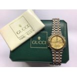 Gucci stainless steel bi-metal wristwatch in box