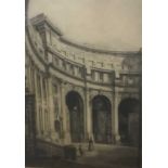 Graham Barry Clilverd (1883-1959) etching, architectural study, glazed frame