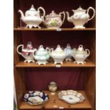 Collection of 19th century teapots and sugar bowls, together with a Booths Worcester and Regency loz