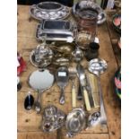 Mixed lot of silver plate to include entree dishes, dressing table items etc