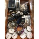 Group various wristwatches, together with watch parts and pocket watch movements
