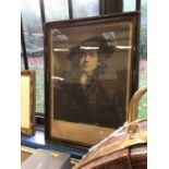 Framed 18th century engraving of Rembrandt