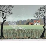 Penny Berry Paterson (1941-2021) colour linocut print - 'Stour Valley Spring', signed and numbered 4