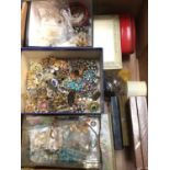 Large quantity costume jewellery and bijouterie (2 boxes)