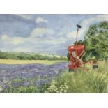 Penny Berry Paterson (1941-2021) six watercolours - Big Red Sowing Machine Middleton Sudbury, signed