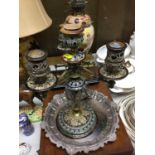 Victorian Doulton Lambeth Stoneware candelabrum