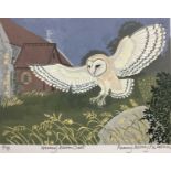 Penny Berry Paterson (1941-2021) colour linocut print, Henny Barn Owl, signed inscribed and numbered