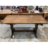 Old solid oak refectory dining table