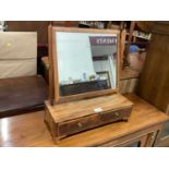 Nineteenth century mahogany toilet mirror with two drawers below on bracket feet, 43cm wide, 51cm hi