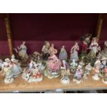 Various porcelain including figurines by Sitzendorf, Naples and others