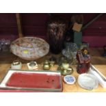Sundry items, including Japanese studio pottery, art glass, light shade etc