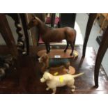 Beswick model of a Basset Hound, together with a Beswick Horse and another Beswick Dog (3)