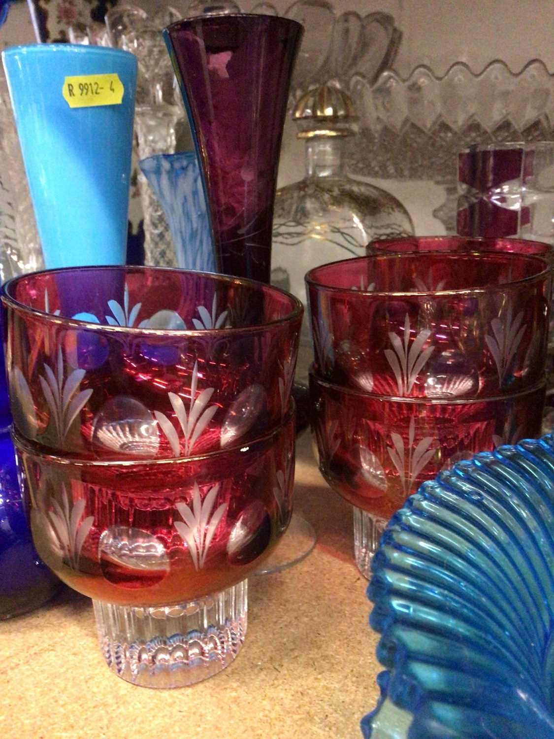 Collection of antique and later glassware, including cut cranberry glasses, decanters, etc - Image 5 of 5
