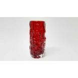 Whitefriars ruby red bark vase designed by Geoffrey Baxter