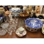 Quantity of ceramics and glassware including Dresden chocolate cup and saucer