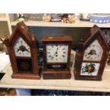 Collection of ten clocks, including American steeple clocks and others