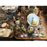 Large quantity of various china and glassware to include decanters, teaware and ornaments.