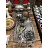 Collection of silver plate, including a revolving entrée dish, tray, coffee pot, etc