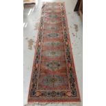 Soumak runner with geometric decoration, 282cm x 69cm wide