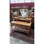 Edwardian dressing table with raised bevelled mirror back, two jewellery drawers and a further two d