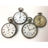 Two silver cased pocket watches, Abra pocket watch and a military pocket watch with crows foot, G.S.