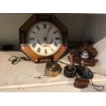 19th century wall dial with painted face, together with a Dent nightwatchman's recording clock, and