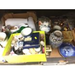 Group of ceramics and sundry items to include copper lustre jugs, vases and other items