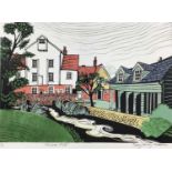 Penny Berry Paterson (1941-2021) colour linocut print, Wiston Mill, signed inscribed and numbered 14
