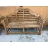 Lutyens style teak garden bench, 166cm wide, 57.5cm deep, 105cm high